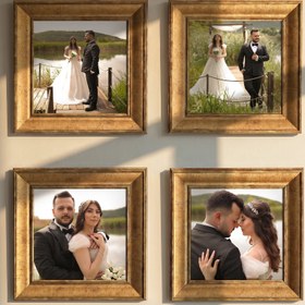 Resim Güzel Anılar Köşesi" Kişiye Özel Gold Çerçeveli Fotoğraf Kolajı Seti - Paspartusuz / 9 Adet 