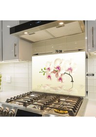 Resim Decorita Krem Orkide | Cam Ocak Arkası Koruyucu | 49,5cm x 76cm 