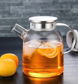 Resim Çelik Kapaklı Borosilikat Cam Demlik 1500ml Cm-2003 Ahşap - Çelik 