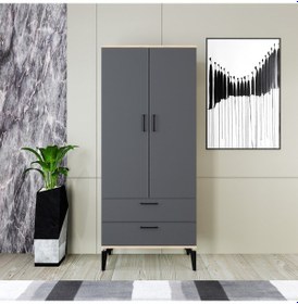 Resim Kalender Dekor Kamila-1 Kml06, 2 Kapaklı, 2 Çekmeceli Gardırop 