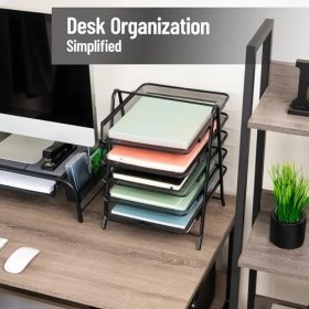 Resim Reader 5tpaper-Blk 5 Katmanlı Kağıt Tepsisi, Dosya Depolama, Masaüstü Düzenleyici, Metal Ağ, 30 cm U x 35 cm G x 14,5 Inç Y, Siyah 