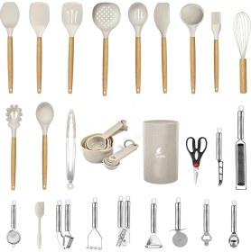 Resim Özbience Yüksek Kaliteli 35 Parça Isıya Dayanıklı Yanmaz Silikon Mutfak Seti 