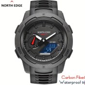 Resim North Edge Mars 3 Erkek&Kadın Dijital Spor Saati - 50m, Karbon Fiber Kasa, LED Arka Aydınlatma, Dünya Zamanı, Kronometre, Alarm, Hipoalerjenik TPU Kayış 