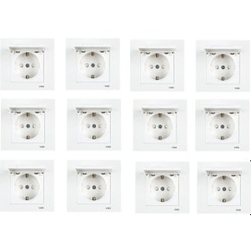 Resim Viko Karre Beyaz Kapaklı Topraklı Priz 12Li Paket 