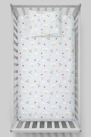 Resim Organik Bebek Boy Lastikli Çarşaf Seti - Şirin Tavşanlar 80 x 140 