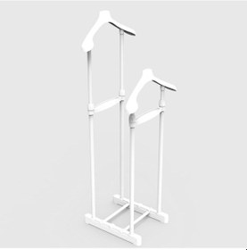 Resim Çift Askılıklı Yükselik Ayarlı Dilsiz Uşak &Elbise Askısı Beyaz 