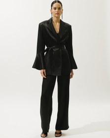Resim Satin Belted Evening Blazer Black - BLACK / 36 