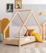 Resim MiniWood Markaawm Ahşap Yatak Montessori Karyola Doğal Çam 90x190 Modera 