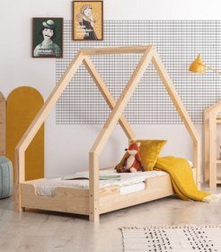 Resim MiniWood Markaawm Ahşap Yatak Montessori Karyola Doğal Çam 90x190 Modera 