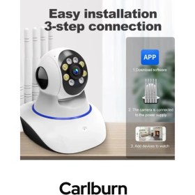 Resim 360° Dönebilen Panoramik Gece Görüş Hareket Algılama Çift Ses 5 Antenli Bebek Ev Güvenlik Kamera 