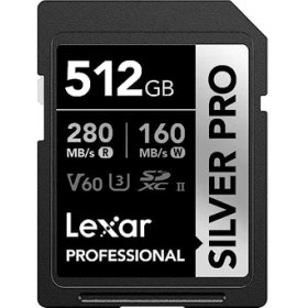 Resim Lexar Sılver Pro Sd Kart 512 Gb, Uhs-Iı Sd Bellek Kartı, V60, U3, C10, 280 Mb/s'ye Kadar Okuma, 160 Mb/s Yazma, Dslr/kamera/fotoğrafçılar/videografçılar/meraklılar Için Sdxc Kart (LSDSIPR512G-BNNAA) 