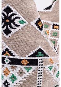 Resim Fabric Craft Bag Omuz Çantası Jakar Dokuma Etnik Desen Gri Yeşil Gri - Yeşil 
