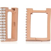 Resim Caelo Gümüş Beyaz Taşlı Kare Küpe 