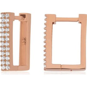 Resim Caelo Gümüş Beyaz Taşlı Kare Küpe 