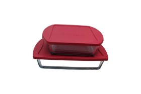 Resim Feyza Design Kırmızı Kapaklı Borcam Seti, Midi Boy, 2'li Paket, Dayanıklı ve Şık Tasarım 