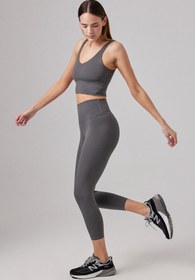 Resim Narin Glossy Legging Steel Gray | Kadın Parlak ve Yüksek Belli Tayt - Small 