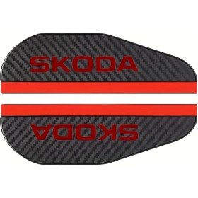 Resim Cloudstore 2 Adet Skoda Karbon Fiber Desenli Yağmurluk - Su Geçirmez Dayanıklı Oto Ayna Kapakları 