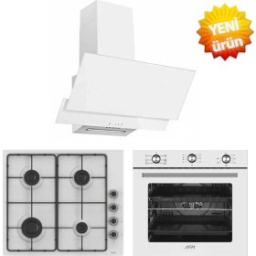 Resim Afm Tech ve Ferre Markalı/ Arteo 6+1 Turbolu Beyaz Ankastre Set (EL066 Emaye Ocak +FM7601 +FM3301W) 