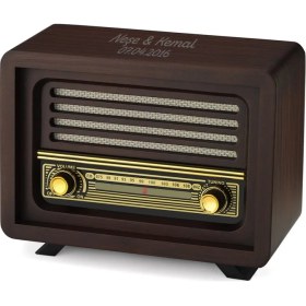 Resim Hediyesec Laleli Kişiye Özel Nostaljik Ahşap Radyo 