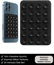 Resim Noriyen Premium Seri Vantuzlu Tüm Yüzeylere Uygun Cep Telefonu İçin Kaymaz Silikon Yapışkanlı Telefon Tutucu 