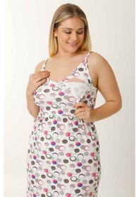Resim Parlingerie Hamile Lohusa Geceliği İp Askılı Puantiyeli Beyaz 