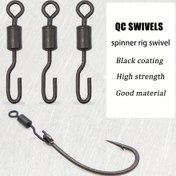 Resim 20 adet sazan balıkçılığı aksesuarı, hızlı değişim saç tokası bağlantı dönerleri, spinner rig için saç tokası bağlantısı, terminal takım 
