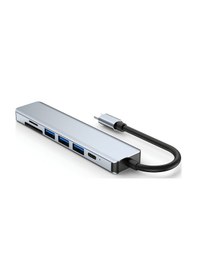 Resim Apple Uyumlu MacBook Pro Air 7in1 Type-c 7 Port Çevirici Hub Hdmi Sd Kart Usb 3.0 Pd Type-c Dönüştürücü 