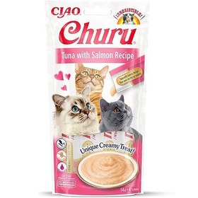 Resim Inaba Ciao Churu Cream Ton Balıklı ve Somonlu Kedi Ödül Kreması 4 x 14 Gr 