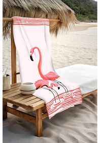 Resim Dijital Baskı Plaj Deniz Havlusu Flamingo Desenli Peştamal Hvl0072 Renkli 