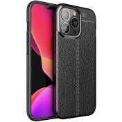 Resim Apple iPhone 13 Pro Niss Silikon Deri Görünümlü Siyah Kılıf + Nano Glass Gpack