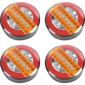 Resim 4pcs 4 Inç Römork Dinamik Kuyruk Işığı 24V LED Kamyon Fren Lambası LED Yuvarlak Su Hamburger Arabalar, Tekneler, Otobüsler Için (Yurt Dışından) 