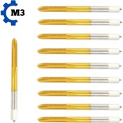 Resim 10 Parça El Tap Seti, Titanyum Kaplama Serisi, Uzun Ömürlülük için Güçlendirilmiş Dayanıklılık, 7 Boyut İçerir: M3, M4, M5, M6, M8, M10, Manuel Diş Açma ve Matkap İşleri için İdeal 