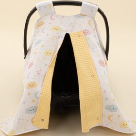 Resim Puset Örtüsü - Çift Taraflı - Sarı Petek - Sarı Bulut 