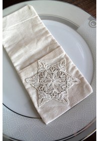 Resim 6 Adet Dekoratif Yıldız Dantelli Kaşıklık Servis Sunum 