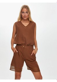 Resim File Garnili Müslin Şort S25srt004 Us25srt00430 Kahve 