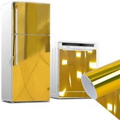 Resim STİCKERCI BEY Gold Varak Aynalı Buzdolabı - Çamaşır Makinesi - Banyo Dolabı Kaplama Sticker Etiket 120*200 Cm 