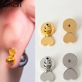 Resim 4 adet KMEOSCH Bakır Kalp Kilitli Mermi Küpeleri, Sarkan Kulaklar için Destekleyiciler, Büyük Kulak Lobu Studları ve Ağır Takılar için Takı Yapım Buluntuları 