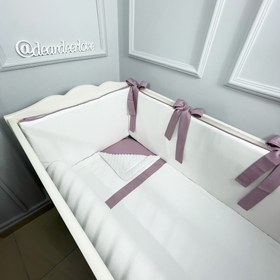 Resim Ekru - Rose Bebek Uyku Seti - Düz Bumper / 75x115 