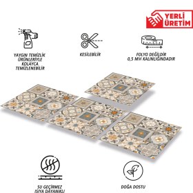 Resim Tink Kendinden Yapışkanlı Apricot Desenli Pvc Karo 30X30 cm (4 Adet) 0,36 M2 