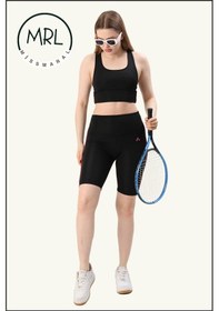 Resim Kadın Siyah Yüksek Bel Toparlayıcı Biker Şort Kısa Spor Tayt Likralı Dalgıç Biker Tights 1043 Siyah Gül 