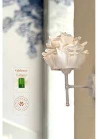 Resim Beyaz Eva Gül Tasarım Kablosuz Pilli Aplik - Alt Beyaz Tüm Boy 35 Cm Beyaz 