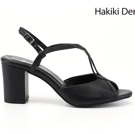 Resim Gönderi(R) Gönderi R Kadın Siyah Kalın Topuklu Arkası Açık Hakiki Deri Sandalet Dyza84735855 