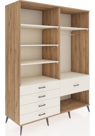 Resim Kronos Gardrop 6 Raflı 5 Çekmeceli Tek Askılı 176x59x221 Çam-aytaşı Aytaşı 