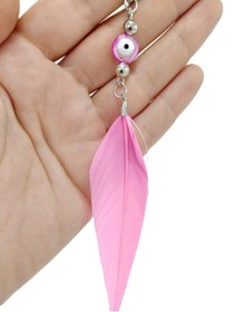 Resim biuti Pembe Sedef Nazar Boncuğu Araba Dikiz Ayna Süsü Pembe Tüylü Hediyelik 