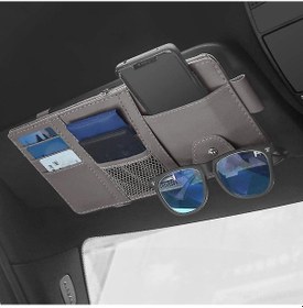 Resim Youmex Geniş Kapasiteli Ve Pratik Araç Güneşlik Organizatörü, Çoklu Cep Düzenleyici, Pu Deri Malzeme 