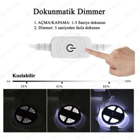 Resim BK Teknoloji Dc 12V-24V Şerit LED Dokunmatik Dimmer Parlaklık Kontrolü LED Dimmer Anahtarı 