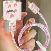 Resim 5 ADET Kalp Tasarımlı Şarj Cihazı ve Kablo Koruyucu Seti iPhone 14 Pro Max/13/12/11 için - TPU Malzeme, Pil Dahil Değildir 