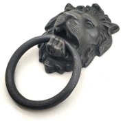 Resim Antika Tarz Dekoratif Pirinç Kapı Tokmağı, Taktak - 102x130 Mm, Oksit 