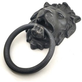 Resim Antika Tarz Dekoratif Pirinç Kapı Tokmağı, Taktak - 102x130 Mm, Oksit 