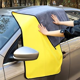 Resim Ultra-Absorbent Dual-Sided Car Wash Towel - Hızlı Kuruma ve Kolay Kullanım! Sarı/Gri, 600 GSM, Otomatik Detaylandırma ve Ev Temizliği için Mükemmel, Hızlı Kuruma Havluları 